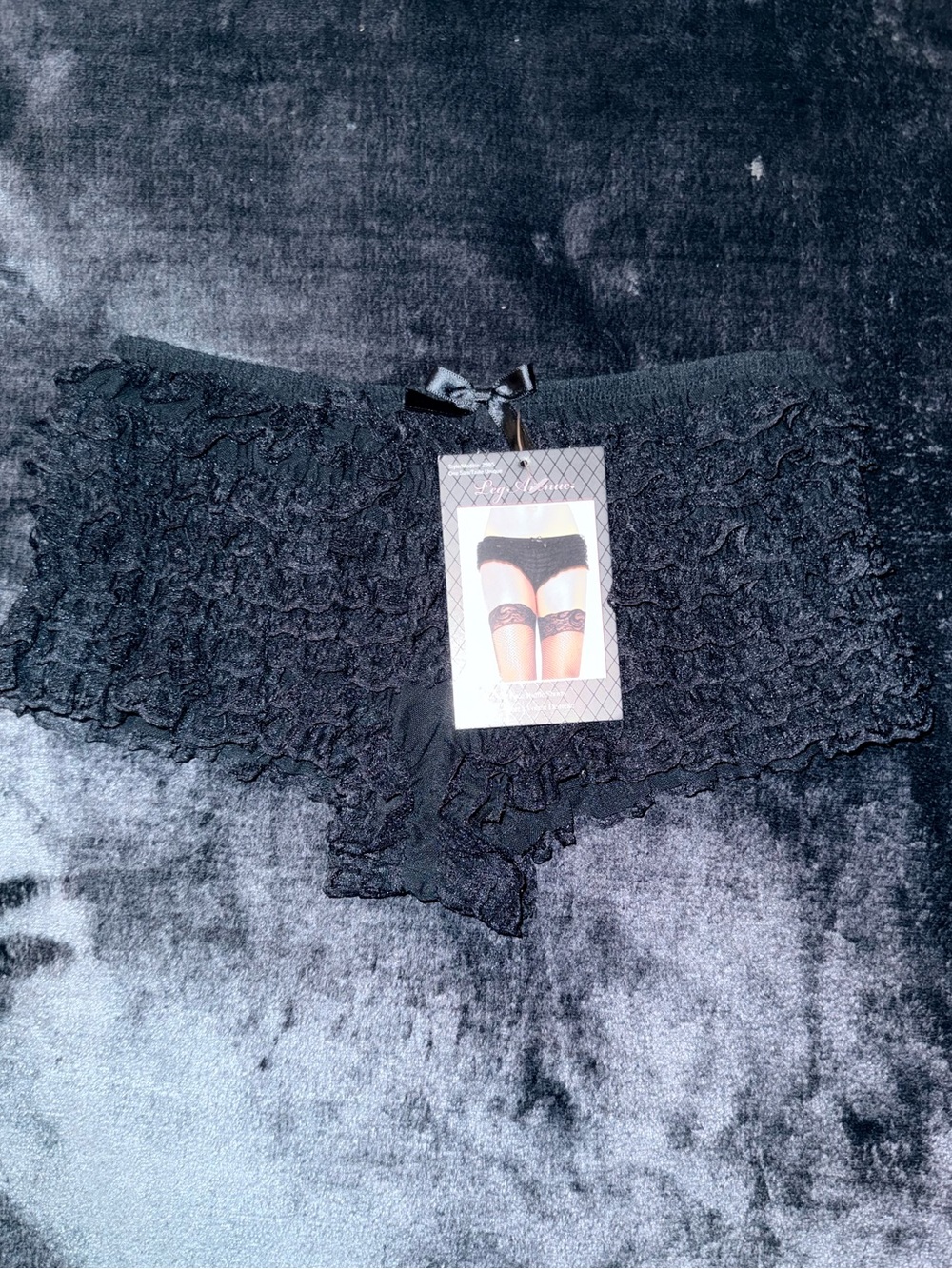 NWT Leg Avenue Black Micromesh Lace Ruffle Panties O/S